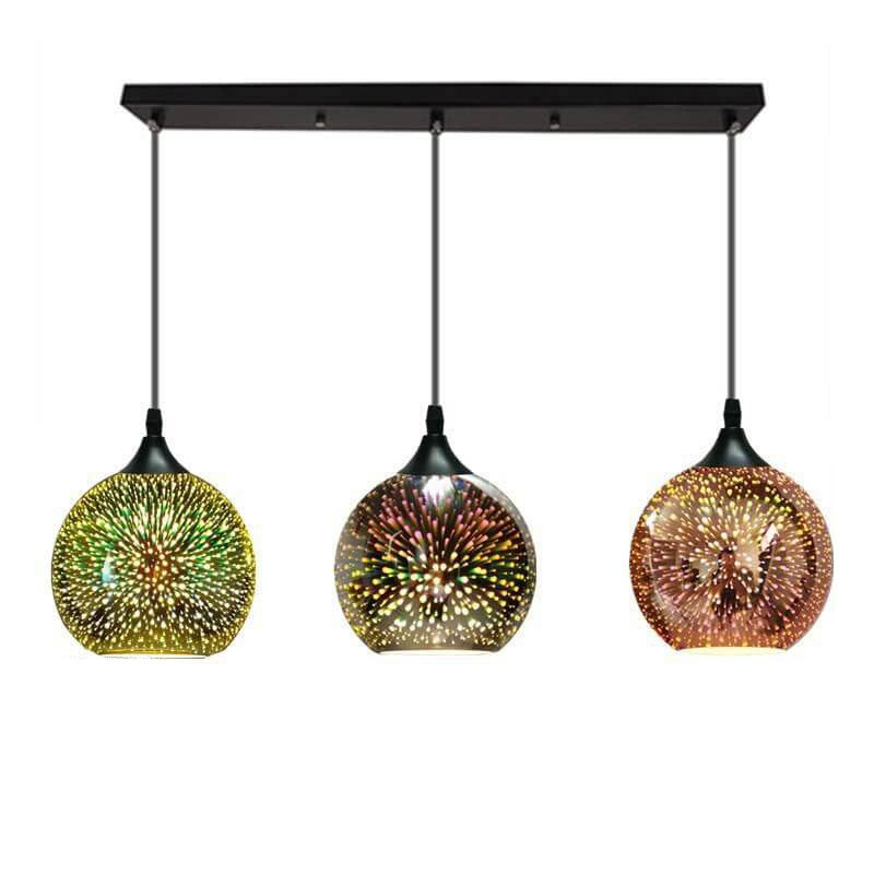 Modern Creative 3D Colorful Fireworks Glass Dome 2/3 Light Island Light Chandelier