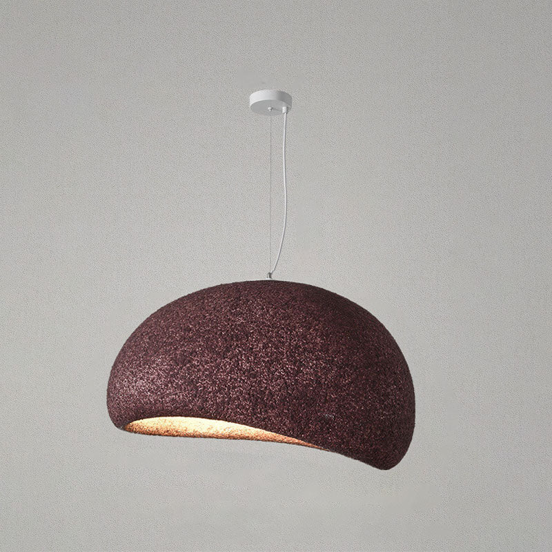 Lustre suspendu traditionnel vintage en arc semi-circulaire avec texture imitation pierre 1 lumière pour salon 
