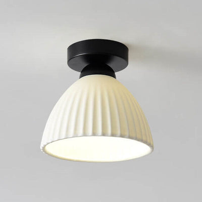 Nordic Minimal Textured Ceramic Cone Round 1-Light Semi-Flush Mount Ceiling Light