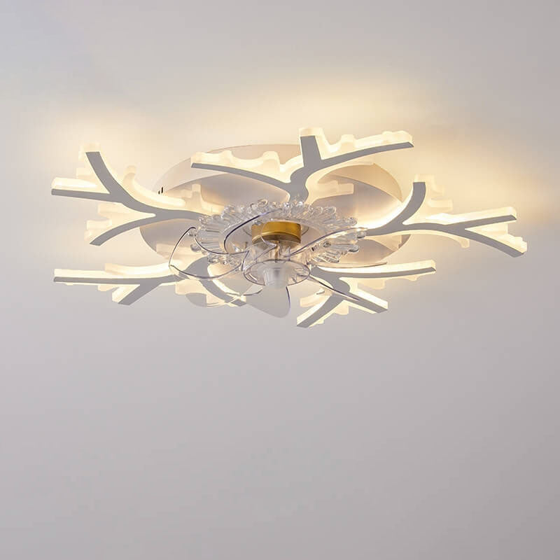 Ventilador de techo con luz LED de montaje empotrado de hierro acrílico plástico estilo escandinavo moderno 