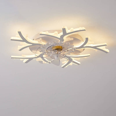 Scandinavian Modern Star Line Iron Acrylic Plastic LED Flush Mount Ceiling Fan Light