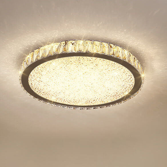 Lustre Plafonnier LED en Cristal en Acier Inoxydable Minimaliste Moderne 