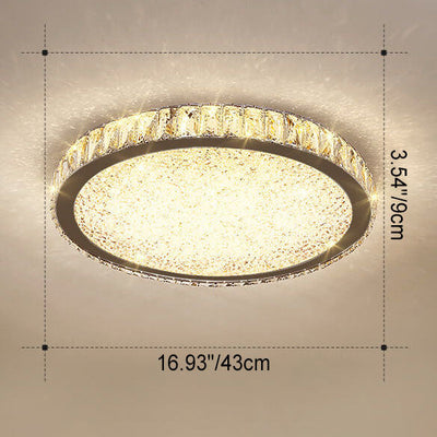 Modern Minimalist Stainless Steel Crystal LED Flush Mount Ceiling Light