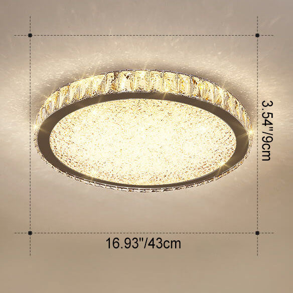 Lustre Plafonnier LED en Cristal en Acier Inoxydable Minimaliste Moderne 