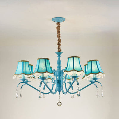 Modern Creative Cone Iron Crystal Fabric 5/6/8 Light Chandelier