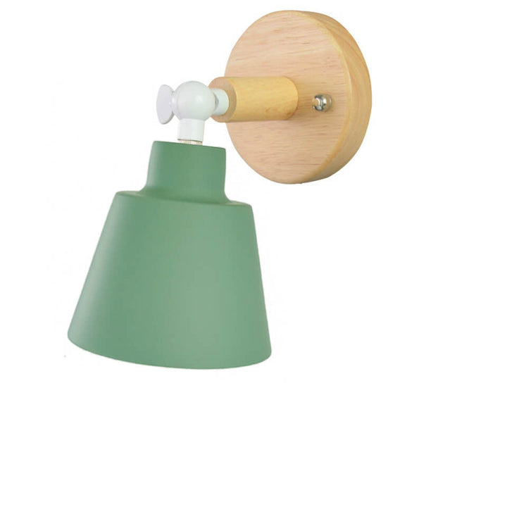 Nordic Minimalist Macaron Einfarbige Drehbare Holz 1-Licht Wandleuchte 