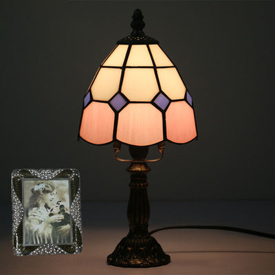 Tiffany Cone Buntglas-1-Licht-Tischlampe im europäischen Stil 