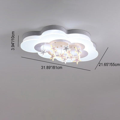 Contemporary Nordic Star Decor Cloud Acrylic Shade LED Kids Flush Mount Ceiling Light For Bedroom