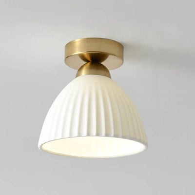 Nordic Minimal Textured Ceramic Cone Round 1-Light Semi-Flush Mount Ceiling Light