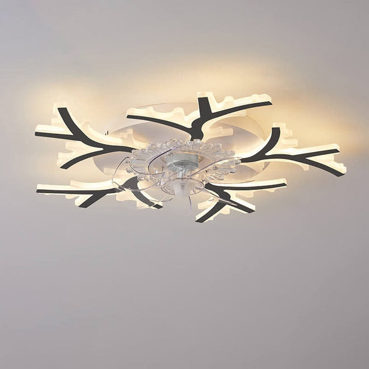 Ventilador de techo con luz LED de montaje empotrado de hierro acrílico plástico estilo escandinavo moderno 