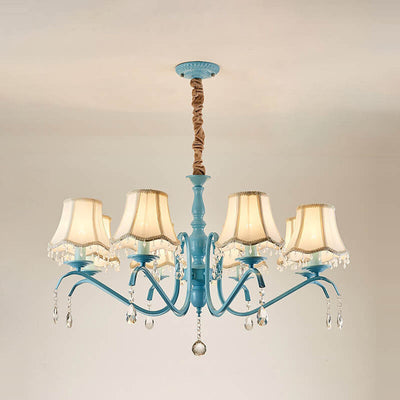 Modern Creative Cone Iron Crystal Fabric 5/6/8 Light Chandelier