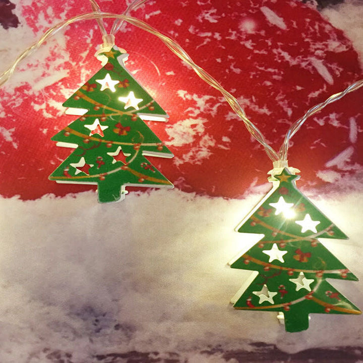 أضواء سلسلة LED تعمل بالبطارية بزينة عيد الميلاد من الحديد على شكل جرس وموظ مرسوم بأسلوب عصري إبداعي لغرفة المعيشة 