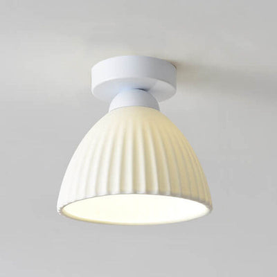 Nordic Minimal Textured Ceramic Cone Round 1-Light Semi-Flush Mount Ceiling Light