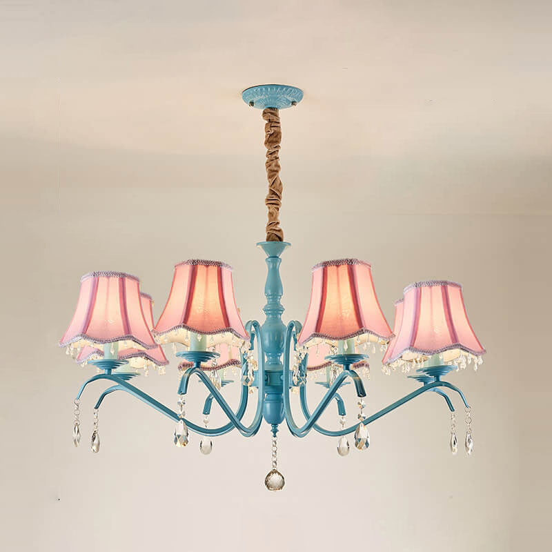 Modern Creative Cone Iron Crystal Fabric 5/6/8 Light Chandelier