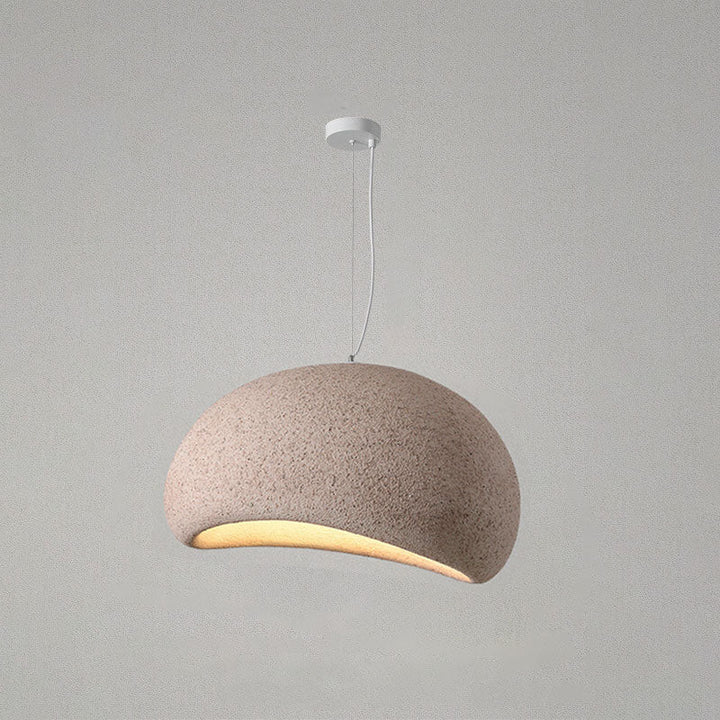 Lustre suspendu traditionnel vintage en arc semi-circulaire avec texture imitation pierre 1 lumière pour salon 