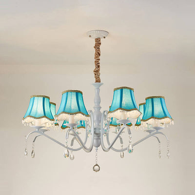 Modern Creative Cone Iron Crystal Fabric 5/6/8 Light Chandelier