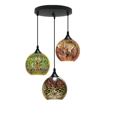 Modern Creative 3D Colorful Fireworks Glass Dome 2/3 Light Island Light Chandelier