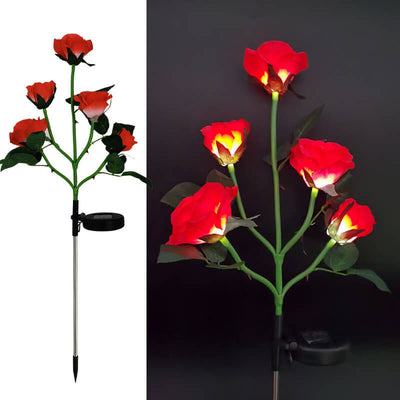 Creative Simulation Rose Decoration Solar Outdoor Lawn LED Garden Ground Insert Landscape Light