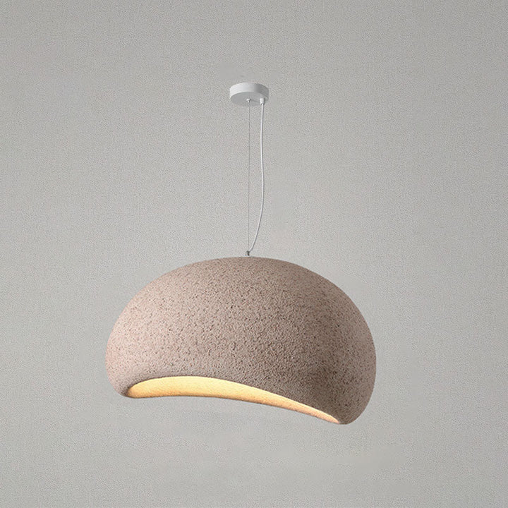 Lustre suspendu traditionnel vintage en arc semi-circulaire avec texture imitation pierre 1 lumière pour salon 