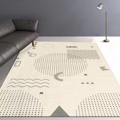 Nordic Geometric Line Gray Washable Bedroom Living Room Rugs