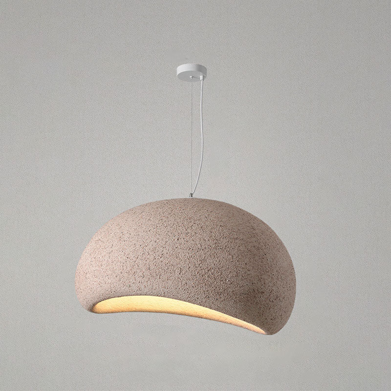 Lustre suspendu traditionnel vintage en arc semi-circulaire avec texture imitation pierre 1 lumière pour salon 
