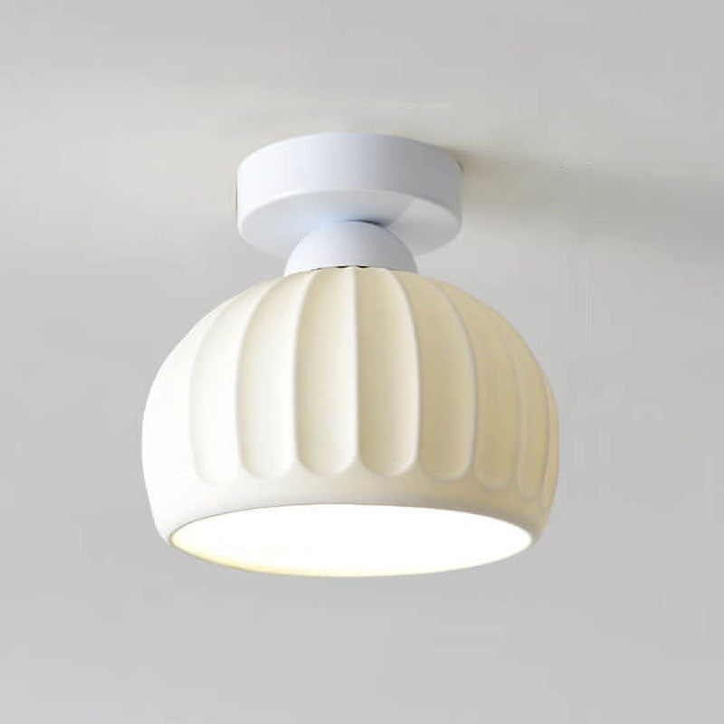 Nordic Minimal Textured Ceramic Cone Round 1-Light Semi-Flush Mount Ceiling Light
