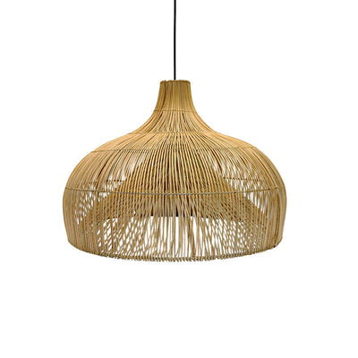 Contemporary Boho Rattan Weaving Cage 1-Light Pendant Light For Dining Room