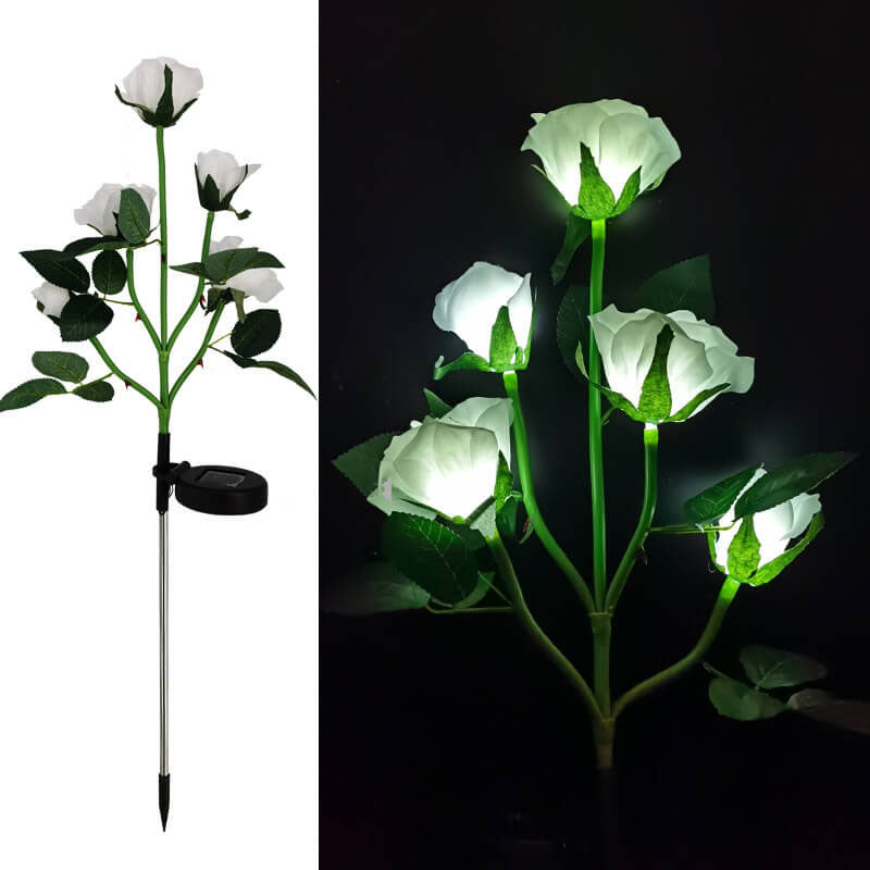 Creative Simulation Rose Decoration Solar Outdoor Lawn LED Garden Ground Insert Landscape Light