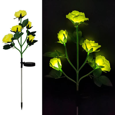 Creative Simulation Rose Decoration Solar Outdoor Lawn LED Garden Ground Insert Landscape Light