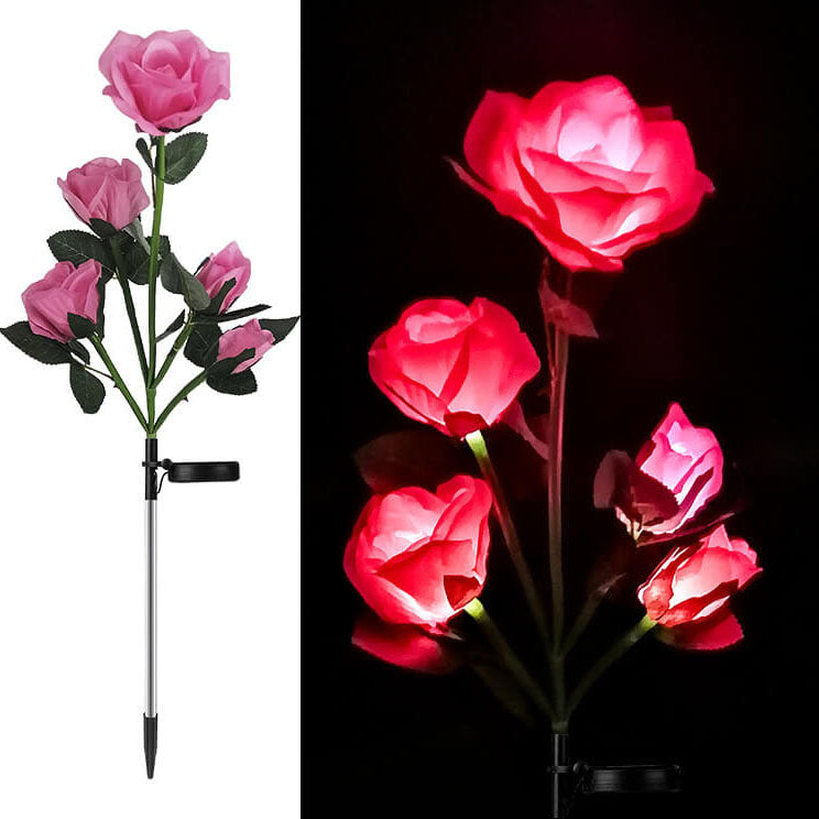 Creative Simulation Rose Decoration Solar Outdoor Lawn LED Garden Ground Insert Landscape Light