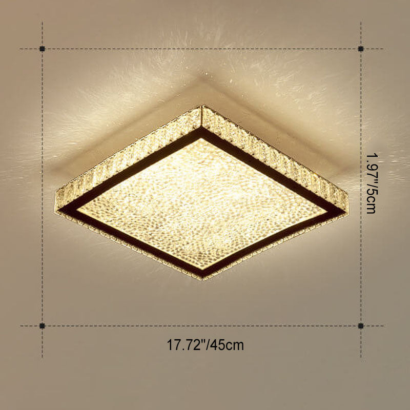 Modern Minimalist Stainless Steel Crystal LED Flush Mount Ceiling Light