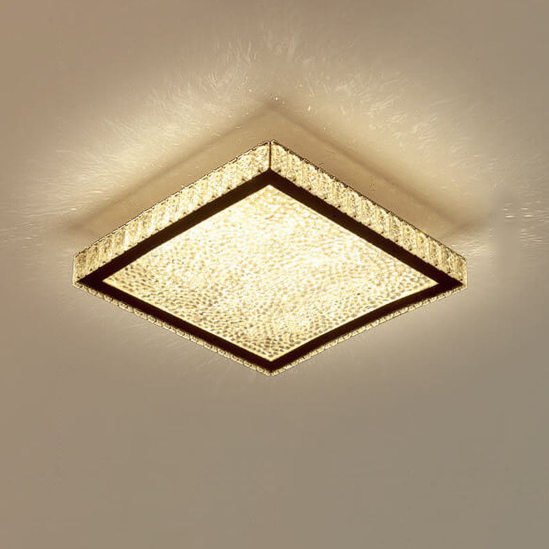 Lustre Plafonnier LED en Cristal en Acier Inoxydable Minimaliste Moderne 