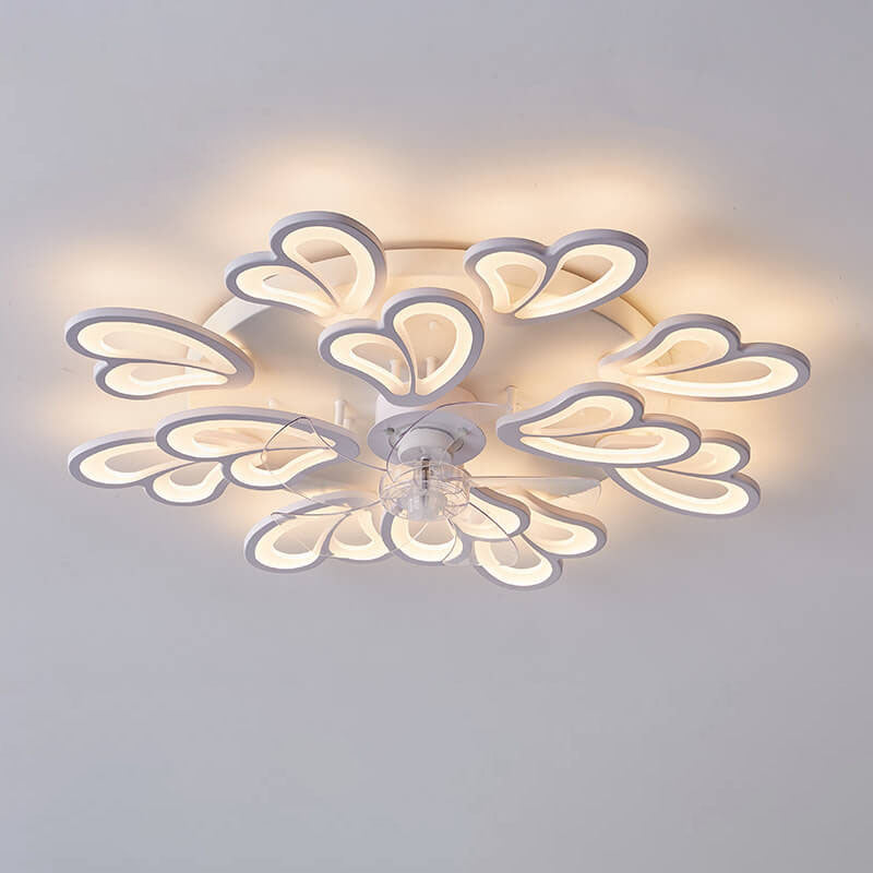 Skandinavischer Moderner Minimalistischer Herz Eisen Acryl Kunststoff LED Deckenventilator Licht 