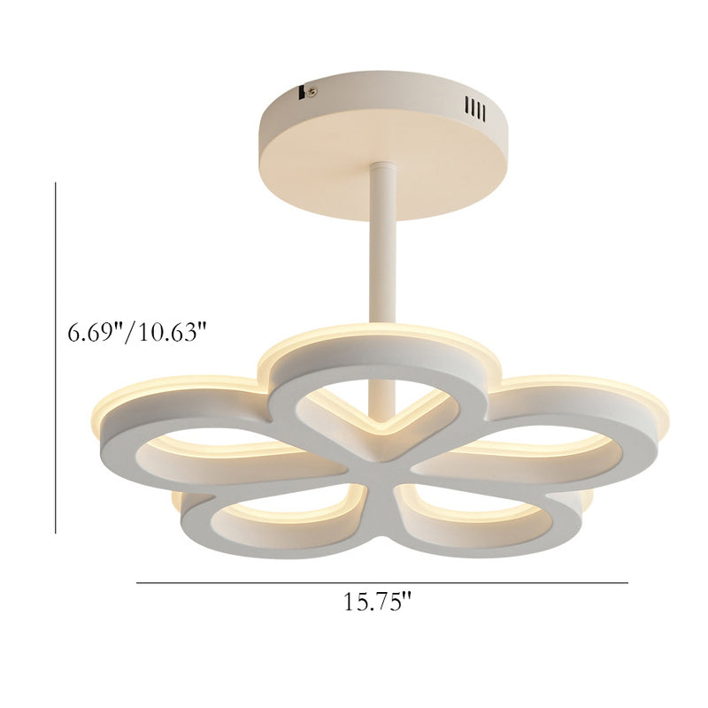 Modern Minimalist Flower Iron LED Semi-Flush Mount Light