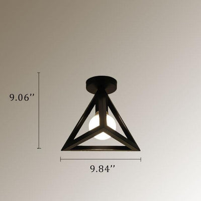 Éclairage semi-encastré avec abat-jour triangles à 1 lumière en fer forgé 