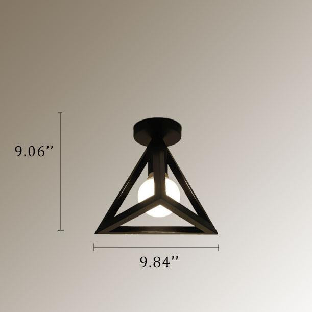 Éclairage semi-encastré avec abat-jour triangles à 1 lumière en fer forgé 