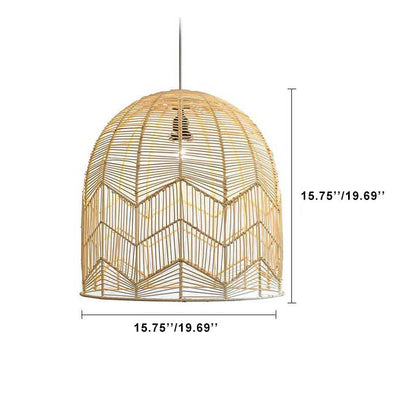Rattan Weaving Dome 1-Light Japanese Element Pendant Light
