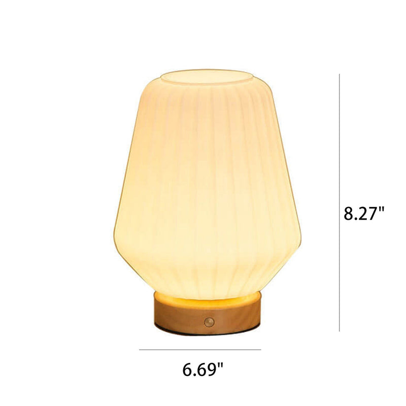 Nordic Milk White Pleated Stripes Glass Rhombus 1-Light Table Lamp