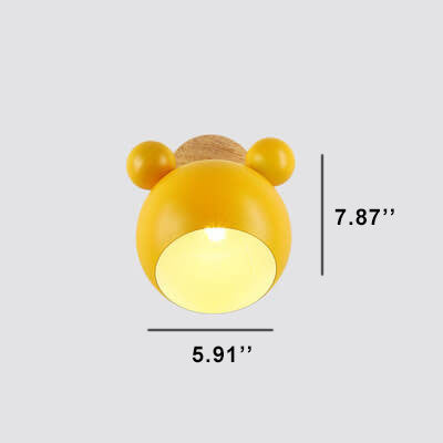 Nordic Macaron Cartoon Bear Shape 1-Light Wall Sconce Lamps