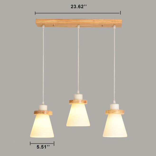 Modern Wooden Cone Shade 1/3 Light Pendant Light