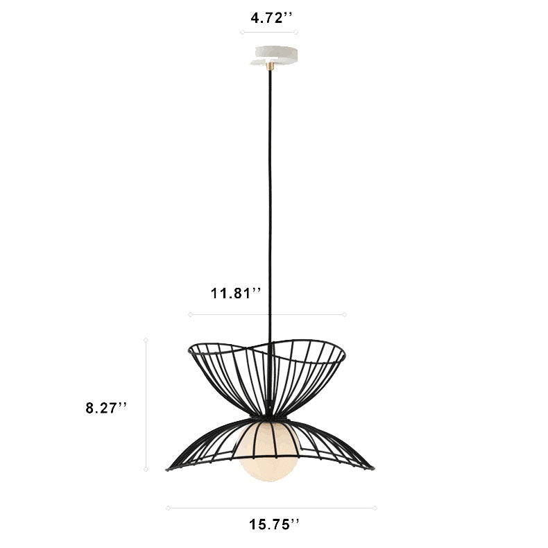 Nordische minimalistische Pendelleuchte mit offenem Metallkäfig und 1 Leuchte 