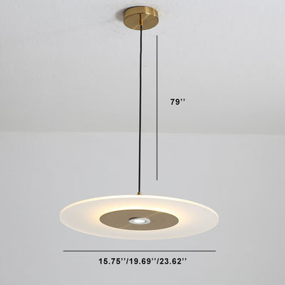 Moderne minimalistische LED-Pendelleuchte in runder Form aus Acryl in Gold mit 1 Licht 