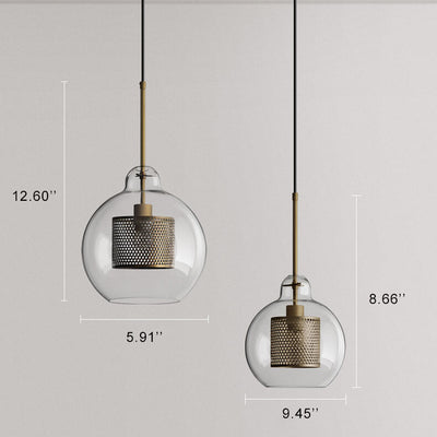 Klarer Glaskugel 1-Licht Wölbung Kuppel Pendelleuchte 