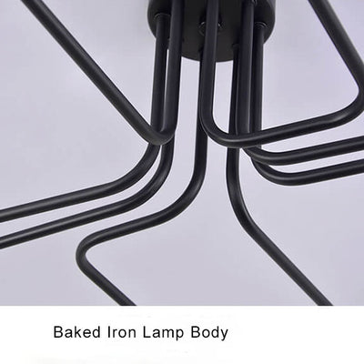 Wrought Iron 8-Light Sputnik Modern Linear Circuit Board Shade  Semi-Flush Mount Lighting