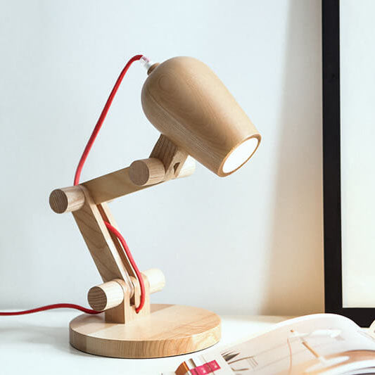 Nordic Creative Wooden Robot 1-Light Tischlampe 