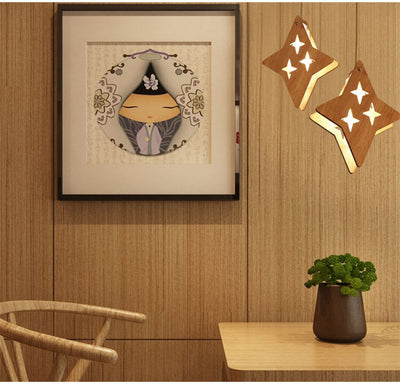 Nordic Wooden 1-Light Single Moon/Star Pendant Light