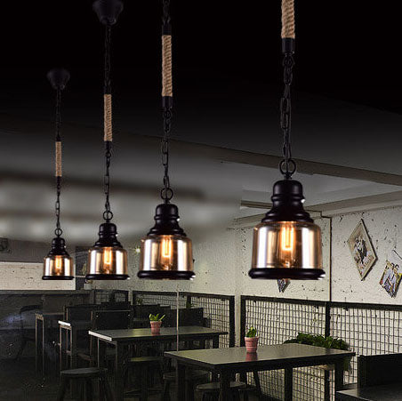 Retro Cylinder Glass Dome 1-Light Pendant Light