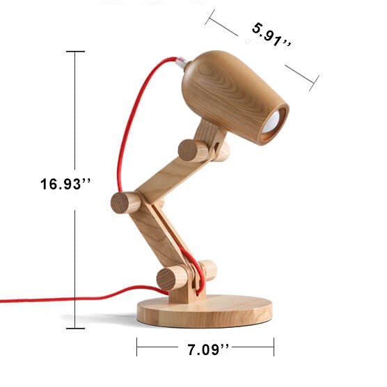 Nordic Creative Wooden Robot 1-Light Tischlampe 