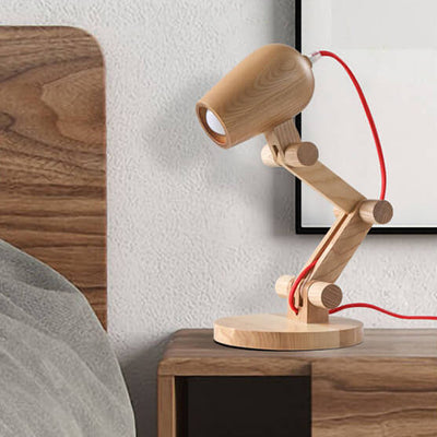 Nordic Creative Wooden Robot 1-Light Tischlampe 