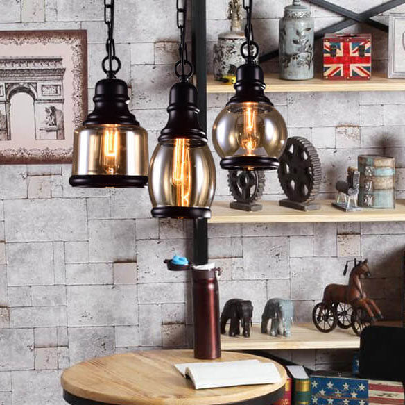 Retro Cylinder Glass Dome 1-Light Pendant Light